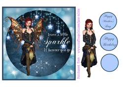 LEAVE A LITTLE SPARKLE FAIRY quick card sheet in blue