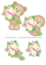 BIG BOUQUET bear decoupage