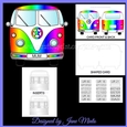 RAINBOW CAMPER VAN SHAPED CARD