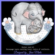 ELEPHANT & BABY ROCKER CARD - BLUE