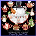 CHRISTMAS TEAPOTS rocker card BUMPER KIT