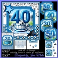 BIRTHDAY AGES 30, 40, 50 BLUE FOOTBALL