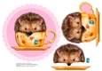 HEDGEHOG TEA CUP TOPPER WITH DECOUPAGE