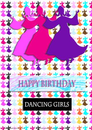 Silhouette Dancing Girls - Magenta