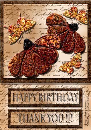 Rusty Rudbeckia Daisies & Butterflies
