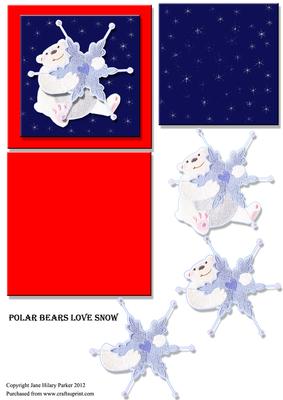 Polar Bears Love Snowflakes 4 x 4 Inch