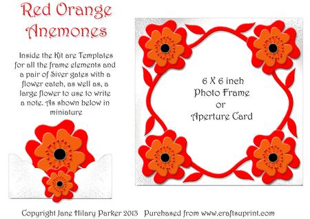 Red Orange Floral Aperture Card