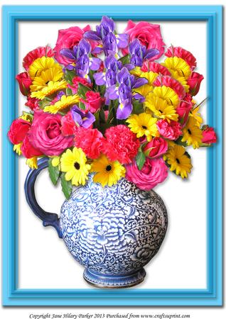 Blue Chinoiserie Jug & Flowers