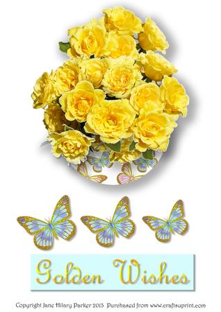 Yellow Roses in Butterfly Bowl