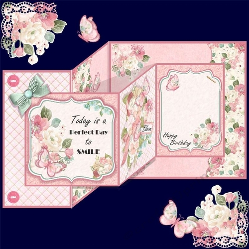 Floral Double Z Fold Card