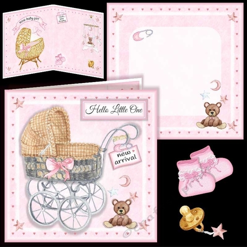 Baby Girl Wicker Carriage