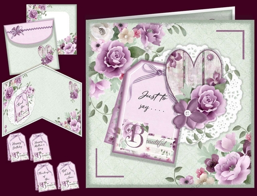  Floral Heart and Tag Card