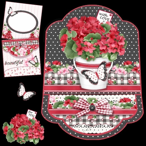  Beautiful Geraniums Easel Card