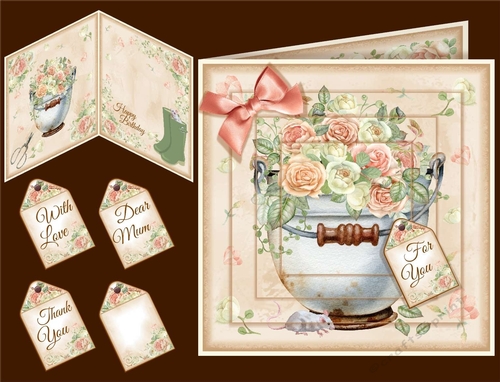 Rustic Roses Pyramage Card