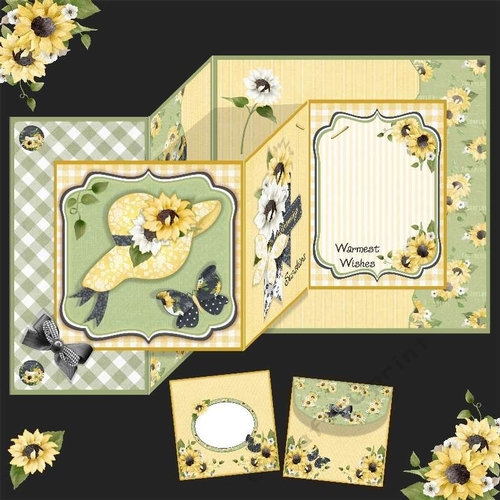 Sunflower Hat Double ZFold Card 