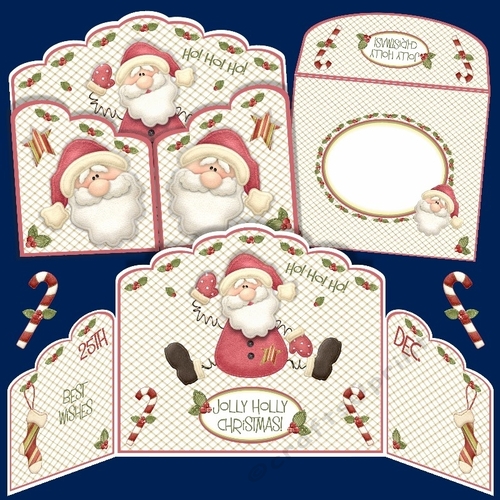 Jolly Holly Santa Gatefold Card