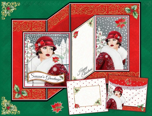 Art Deco Lady Pyramage Z Fold Card