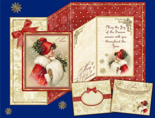 Vintage Girl Double Z Fold Card