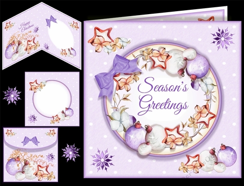 Baubles & Stars Wreath Card