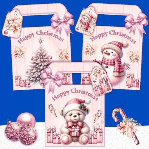 Pink Christmas Gift Bags