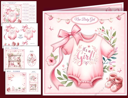 New Baby Girl Romper Card 