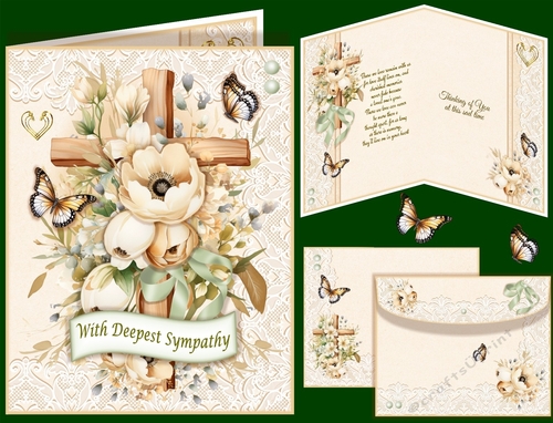 Floral Cross Sympathy Card