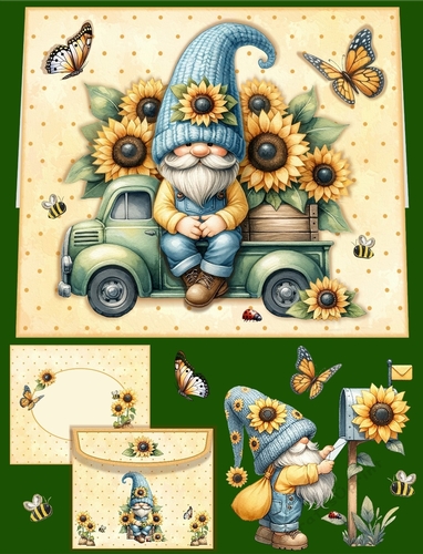 Gnome Sunflower Truck 