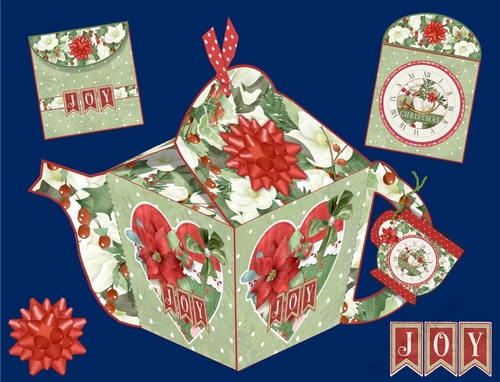 Christmas Joy Heart Teapot Box
