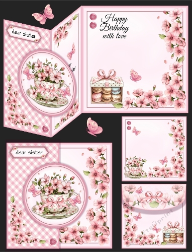 Floral Tea Cup Fold Back Card
