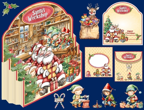 Santas Workshop Diorama Card