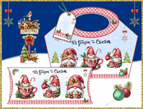 Cocoa Gnomes Christmas Basket and Pillow Box