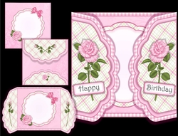 Pink Roses Scalloped Gatefold Card
