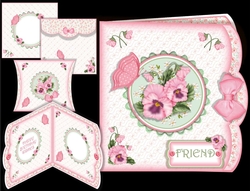 Pink Pansies Double Edge Effect Card & Pillow Box