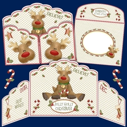 Jolly Holly Rudolph Gatefold Card