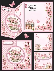 Floral Tea Cup Fold Back Card