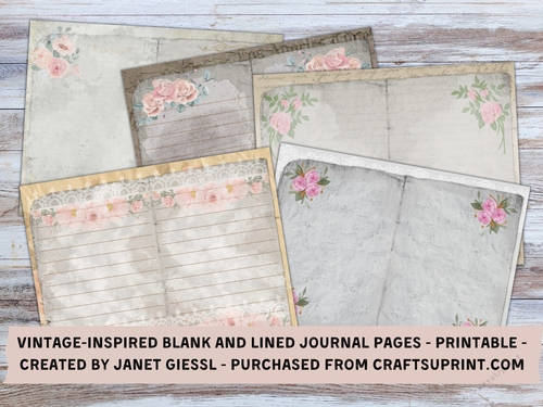 Vintage-Inspired Blank and Lined Journal Pages