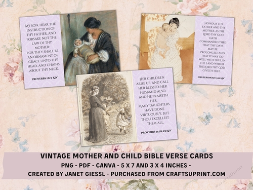 Vintage Mother and Child Bible Verse Cards