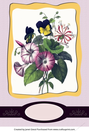Vintage Flower Bouquet Card Front/Topper A4