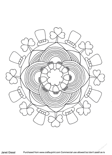 Saint Patricks Day Mandala Coloring Page/Digi Stamp