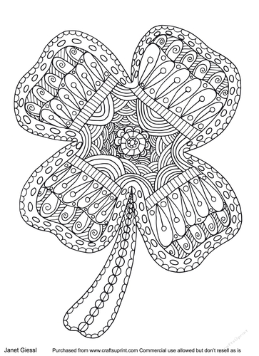 Saint Patricks Day Shamrock Coloring Page/Digi Stamp