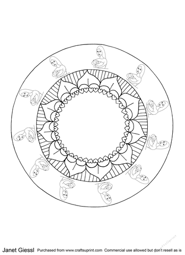 Mothers Day Mandala Coloring Page/Digi Stamp 5 - Customizable Version