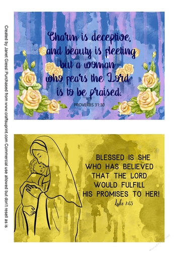 Bible Verses For Mothers Card Fronts/Toppers - Set 2