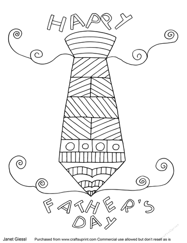 Fathers Day Tie Coloring Page/Digi Stamp