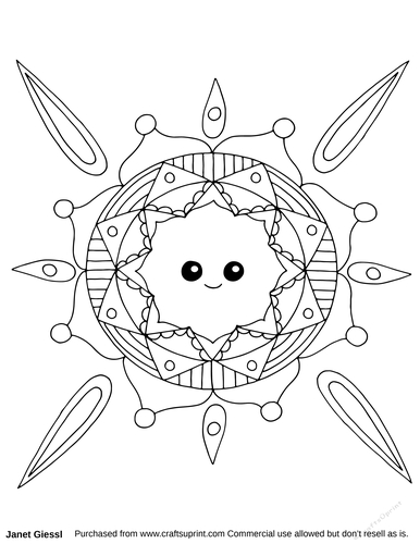 Cute Sun Coloring Page/Digi Stamp