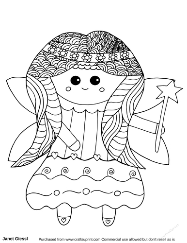 Cute Fairy Coloring Page/Digi Stamp