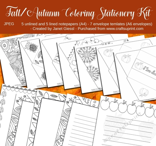Fall/Autumn Coloring Stationery Bumper Kit