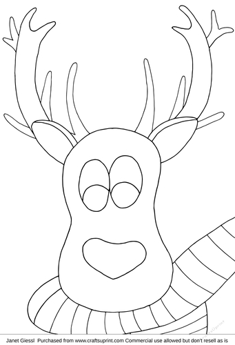 Reindeer Coloring Page/Digi Stamp