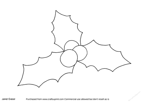 Holly Coloring Page/Digi Stamp