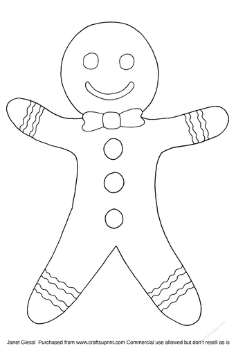 Gingerbread Man Coloring Page/Digi Stamp