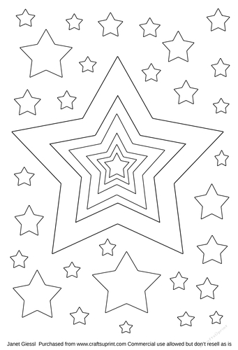 Stars Coloring Page/Digi Stamp